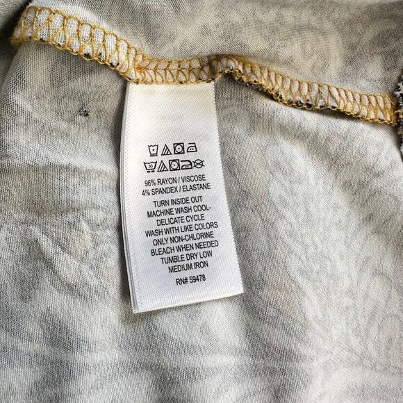 Cynthia Rowley Yellow Paisley Maxi Tank Dress Womens Plus Size 2X Stretch Knit - Picture 6 of 7